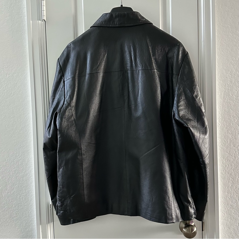 Burnside Black Leather Jacket Mens Large - Picture 2 of 13